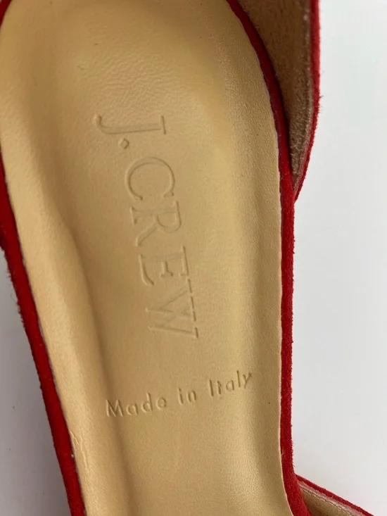 J. Crew Red Suede Pointed-Toe Ankle-Strap Heels with Tassel Bow - Picture 5 of 5